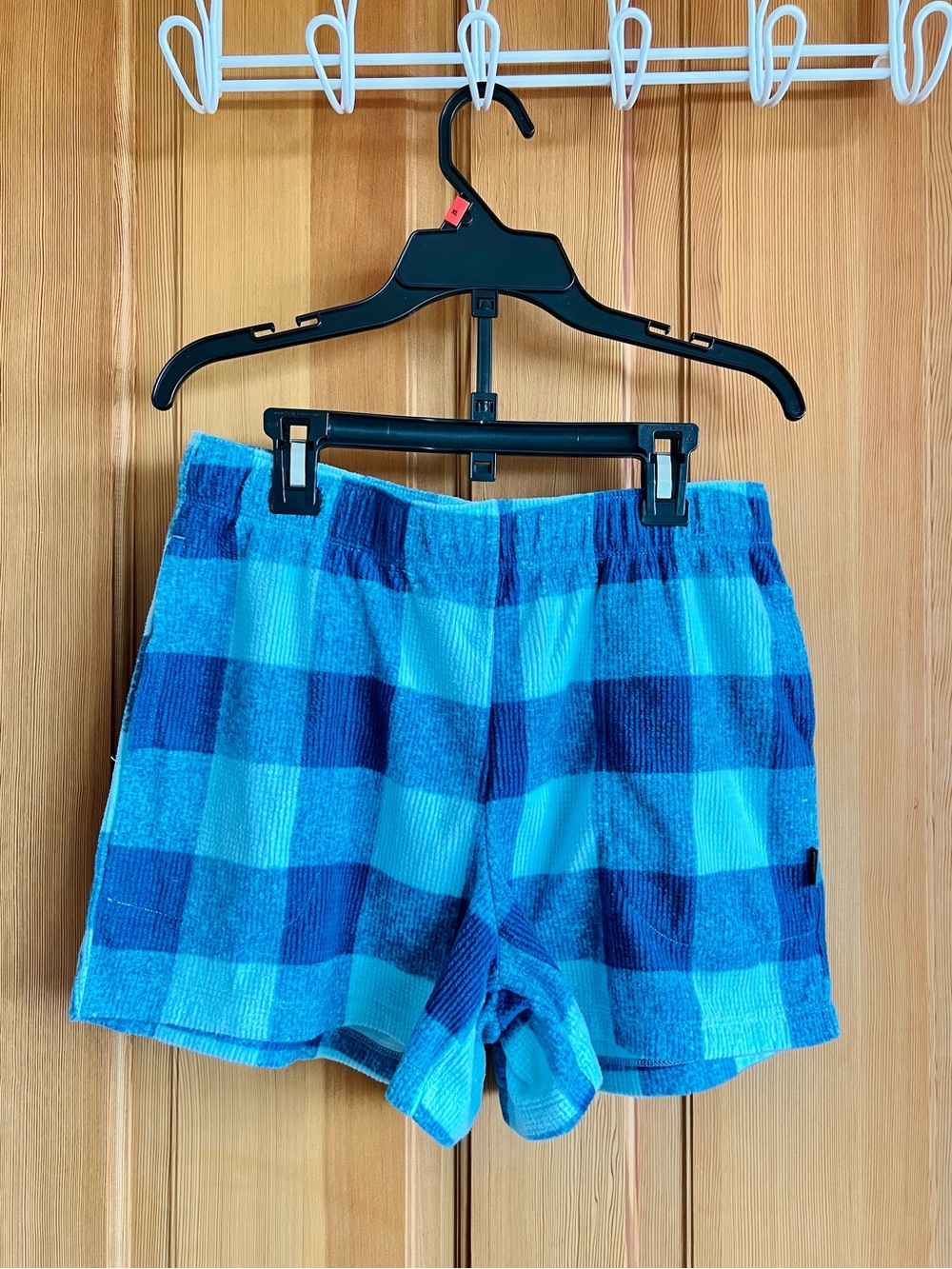 Eddie Bauer Soft Teal Blue Plaid Sleep Shorts Women